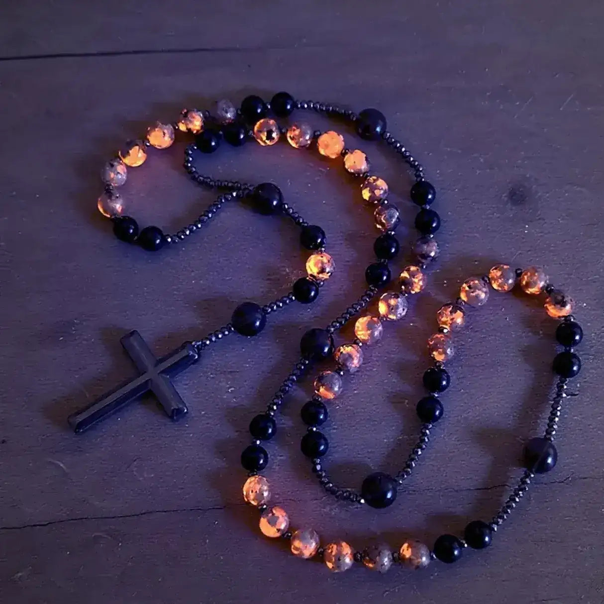 Collar de rosario obsidiana